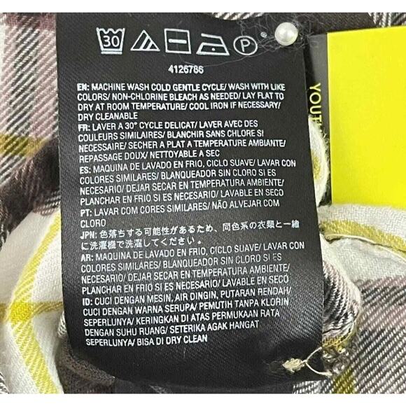 Volcom Flannel Shirt Girls Size 8/10 Espresso Plaid  Getting Rad Button Up NEW - Picture 14 of 16